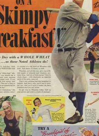 Джо Ди Маджио в рекламе Wheaties, <em> Saturday Evening Post </em>, 6 августа 1938 года.