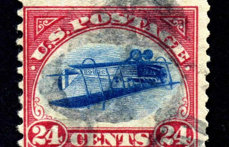 Перевернутая марка авиапочты Дженни за 24 цента