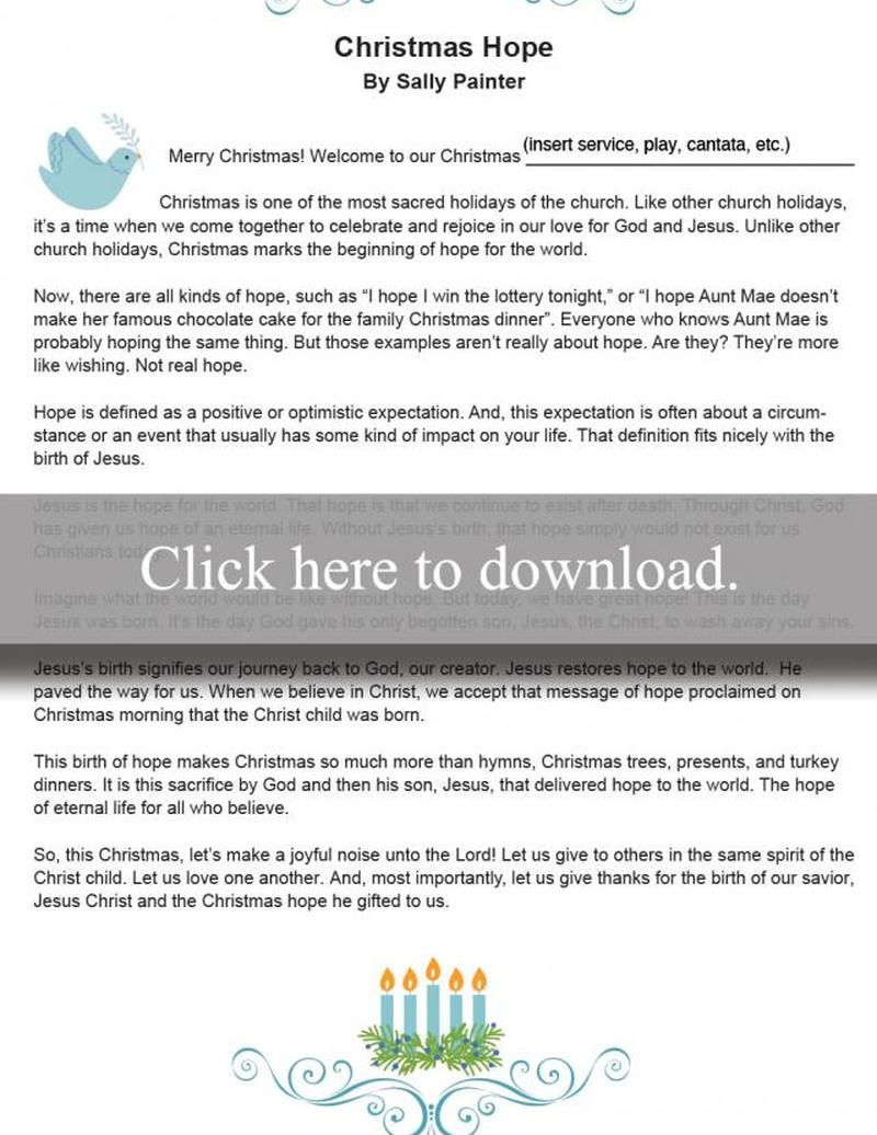 Рождественская надежда для печати