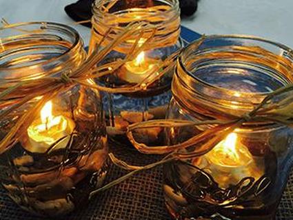 Плавающие чайные светильники Mason Jar по центру