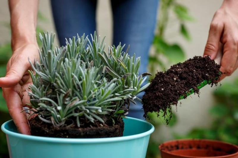 Нанесение почвы вокруг растения.