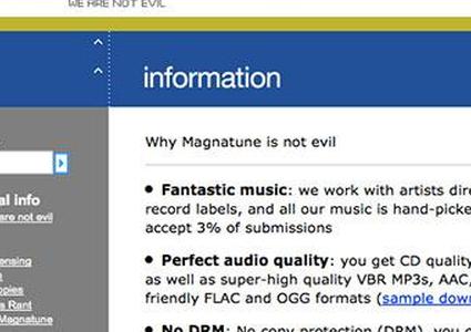 Скриншот сайта Magnatune