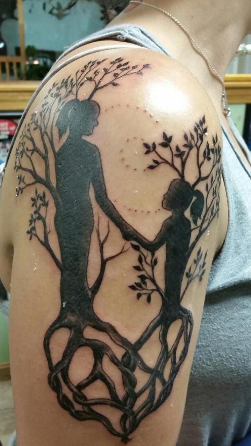 мать ребенок переплетается татуировка уэйна морела