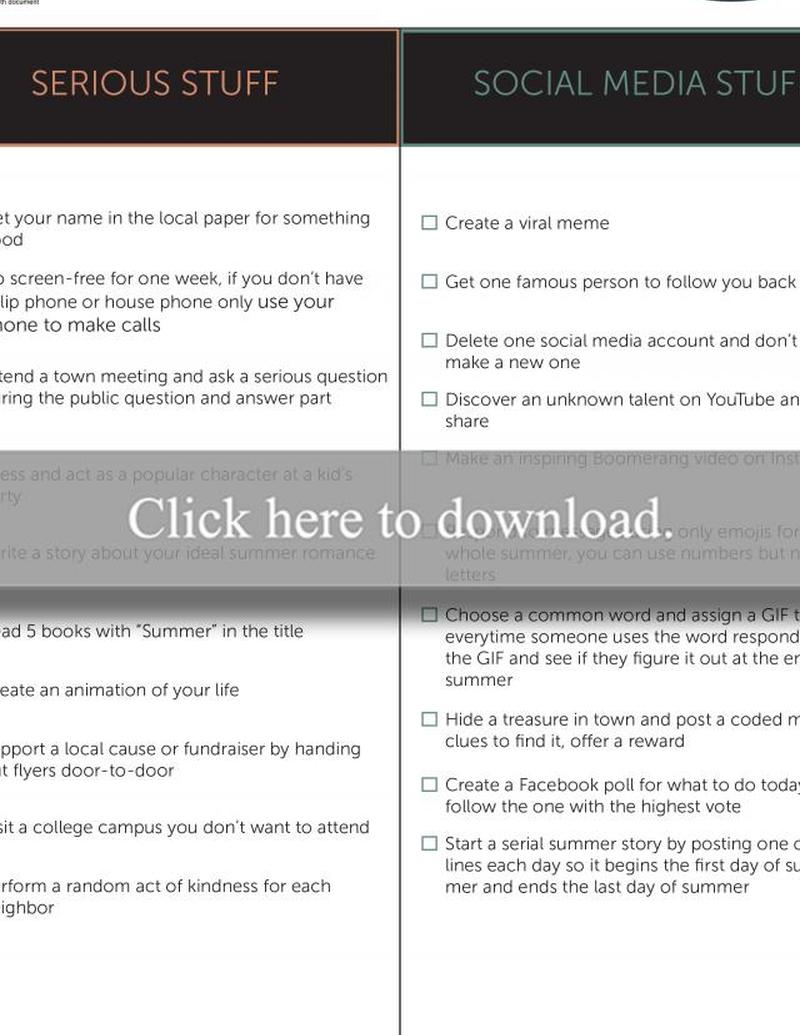 Подростковый летний список желаний